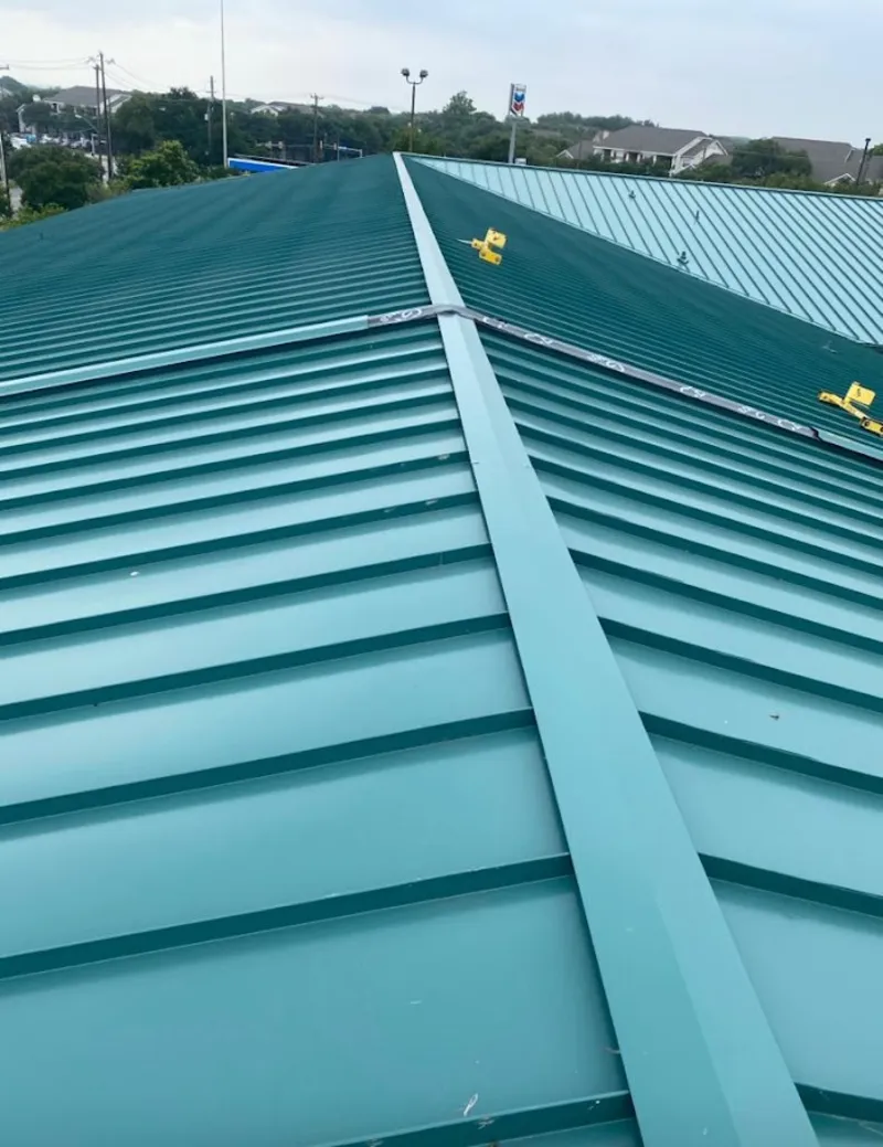 Green commercial metal roof ridge and valley for Metal Roof Repair in Saugerties